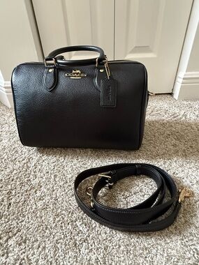 Coach Large Rowan Black Pebbled Leather